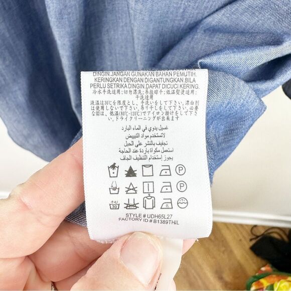 BCBG Maxazria Ajax Blue Chambray Mini Full Shirtdress Bell‎ Sleeve Small - Picture 12 of 15